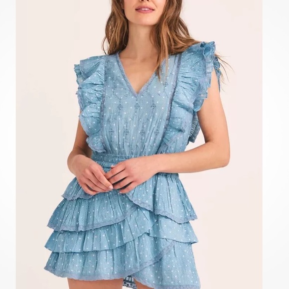 Love shack fancy Corelli Mini Dress - Blue Bonnet - Picture 2 of 9